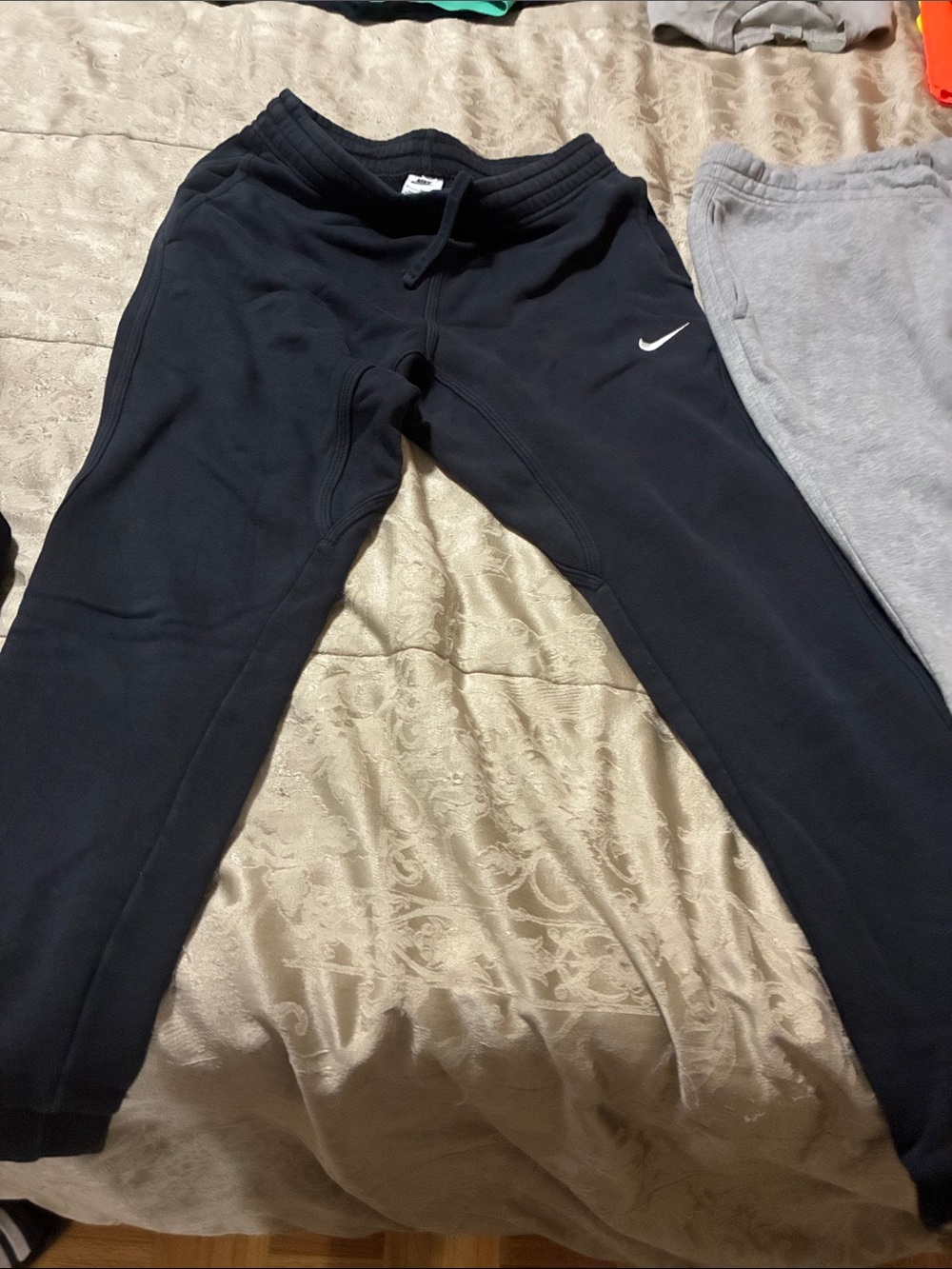 Nike men Black Jogger Sweatpants with White Swoosh